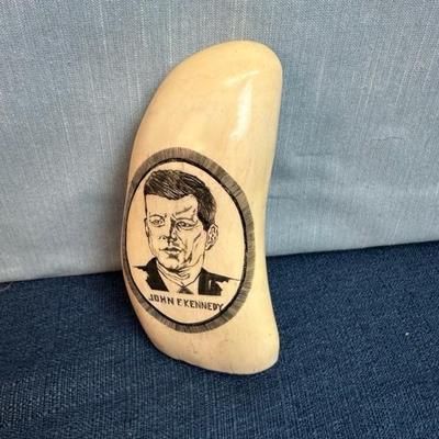 Lot 79, John F Kennedy, Scrimshaw Art