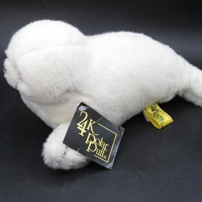 24Kt Polar Puff Stuffed Animal White Baby Seal Plush