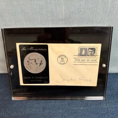 Lot 87, John F Kennedy postcard, signed by Jacqueline Kennedyï¿¼