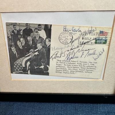 Lot 90 Postcard of Senator Robert F Kennedyâ€™s funeral signed by several of his pallbearers