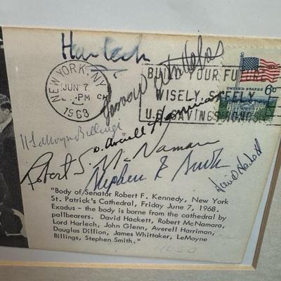 Lot 90 Postcard of Senator Robert F Kennedyâ€™s funeral signed by several of his pallbearers