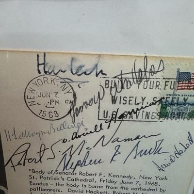 Lot 90 Postcard of Senator Robert F Kennedyâ€™s funeral signed by several of his pallbearers