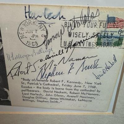 Lot 90 Postcard of Senator Robert F Kennedyâ€™s funeral signed by several of his pallbearers