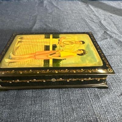 Lot 93 Vintage black Lacquer box with inlay