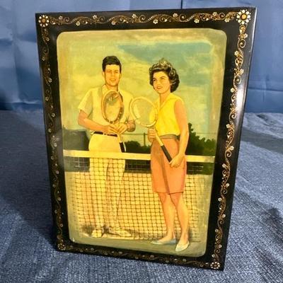 Lot 93 Vintage black Lacquer box with inlay