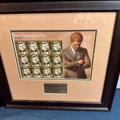 Lot 101  Two framed John F Kennedy stamp sets