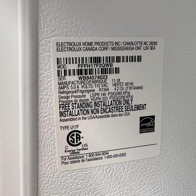 NEW Frigidaire Upright Freezer Model: FFFH17F2QWB