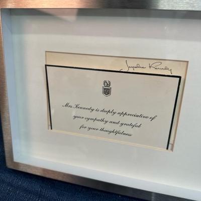Lot 104 Framed thank you cards related to the passing of John F Kennedy and Robert F Kennedy