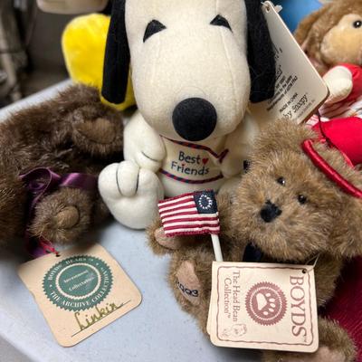 Vintage Stuffed Animal Lot - Snoopy, Mickey, Boyds Bears + More