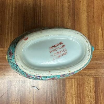 Chinese turquoise platter and gravy boat