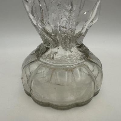 French LeGras Fgural Glass Decanter Bottle: 3 Cherubs Supporting a Globe