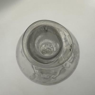 French LeGras Fgural Glass Decanter Bottle: 3 Cherubs Supporting a Globe