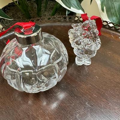Waterford ball and santa ornament