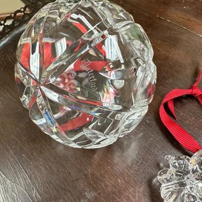 Waterford ball and santa ornament