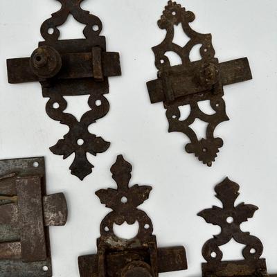 Ten Antique Iron Door Latches (10)