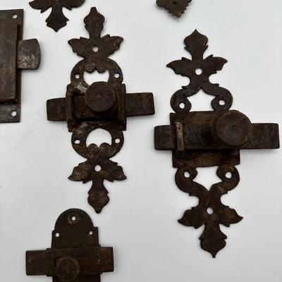 Ten Antique Iron Door Latches (10)