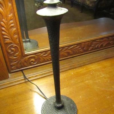 Heavy Metal Post Table Top Lamp with Shade- Approx 29 1/2