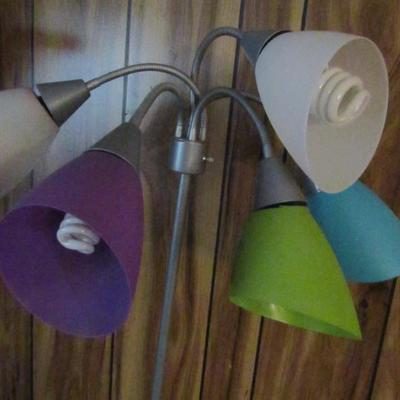 Floor Lamp- Five Multicolor Plastic Shades- Approx 55