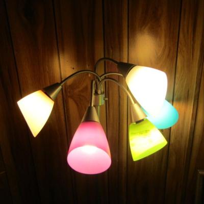 Floor Lamp- Five Multicolor Plastic Shades- Approx 55