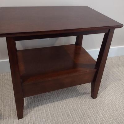 Walnut Finish Side Table with Single Drawer by Leek Home
