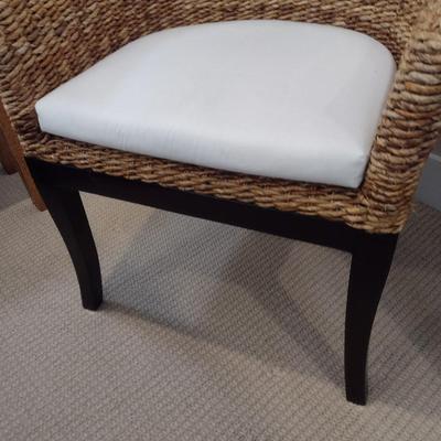 Rattan Rope Weave Barrell Chair with Wood Frame and Removable Cushion