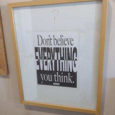Contemporary Art Original Piece Framed 'Don't Believe Everything You Think