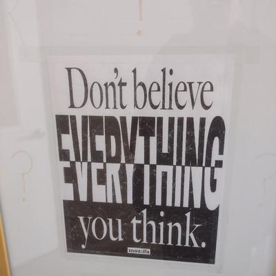 Contemporary Art Original Piece Framed 'Don't Believe Everything You Think