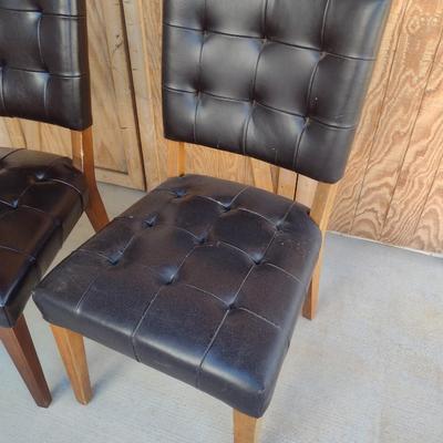 Pair of Matching Button Back and Seat Wood Framed Sitting Chairs
