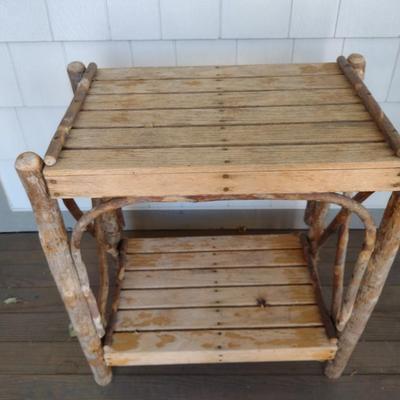 Rustic Branch and Twig Porch Side Table