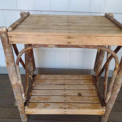 Rustic Branch and Twig Porch Side Table