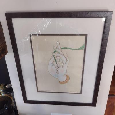 Framed Original Art 'White Tara's 3 Jewel Mudra' by J. Woolery