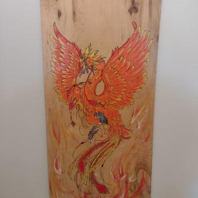 Unframed Pyrographic Hand Painted Chinese Dragon by Asheville Artist Jahn Morrison