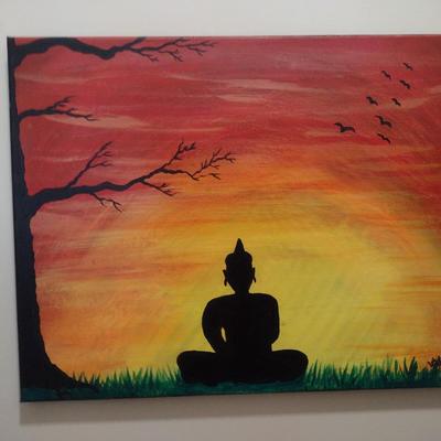 Unframed Art on Canvas Buddha at Sunset