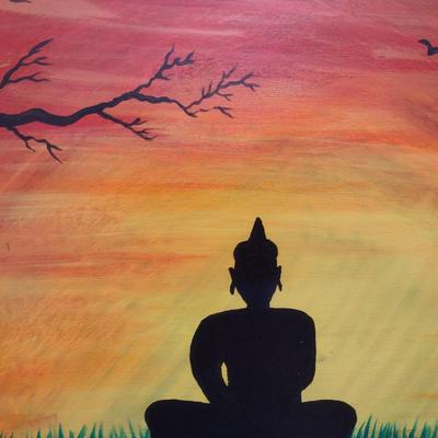 Unframed Art on Canvas Buddha at Sunset