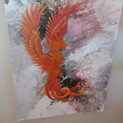 Unframed Original Painting Phoenix by Asheville Artist Jahn Morrison