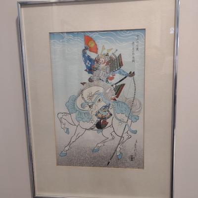 Framed Art Japanese Block Print Warrior by Sasaki Takatsuna
