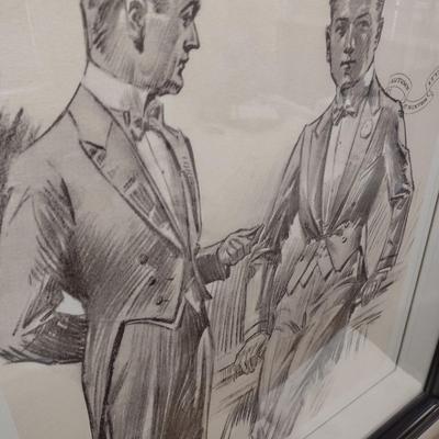 Framed Art Pencil Drawing Print Men's Fashion Collection