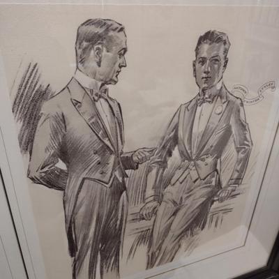 Framed Art Pencil Drawing Print Men's Fashion Collection
