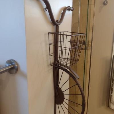Metal 3D Bicycle with Basket Wall Art Decor
