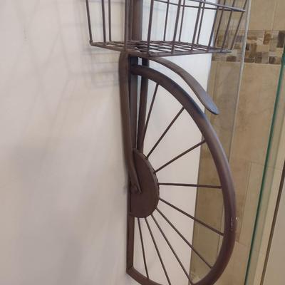 Metal 3D Bicycle with Basket Wall Art Decor