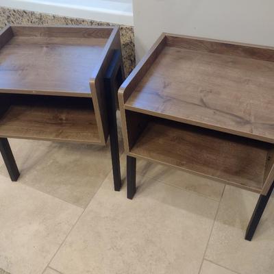 Pair of Stacking Wood Finish Side Tables