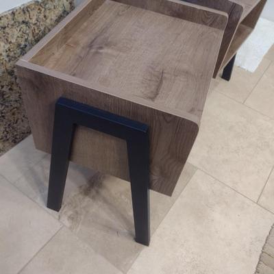 Pair of Stacking Wood Finish Side Tables