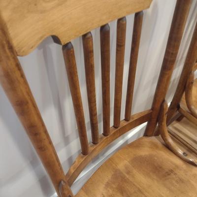 Pair of Solid Wood Spindle Back Armless Chairs
