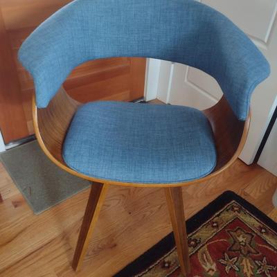 Modern Mid-Century Style Walnut Frame with Blue Upholstery Accent Chair Choice A