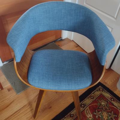 Modern Mid-Century Style Walnut Frame with Blue Upholstery Accent Chair Choice A