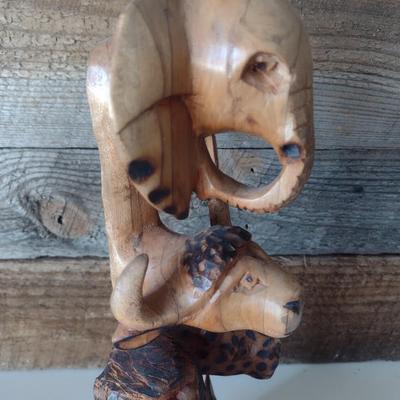 Carved Wood Tribal African Art Animal Head Totem