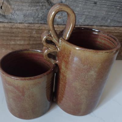Hand Thrown Pottery Double Jar with Finger Hole by Fran Symes