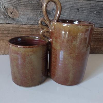 Hand Thrown Pottery Double Jar with Finger Hole by Fran Symes