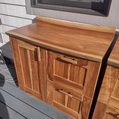 Custom Hand-Crafted Solid Wood Cabinet Worktable Choice A