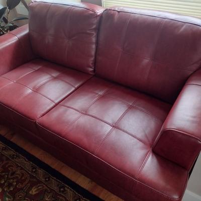 Red Leather Loveseat